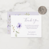 Paarse Bloemenlelie Sympathie Dank u kaart Notitiekaartje (Voorkant / Achterkant in situ)