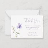 Paarse Bloemenlelie Sympathie Dank u kaart Notitiekaartje (Voorkant)