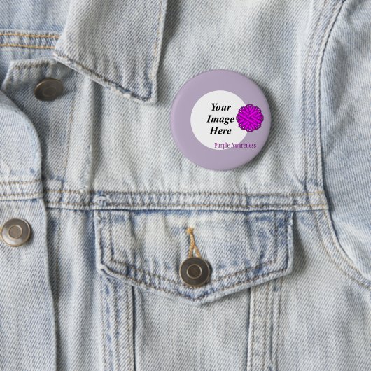 Paarse bloemenlint Sjabloon Ronde Button 5,7 Cm (In situ)