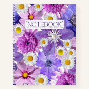 Paarse bloemenmadeliefjes notitieboek