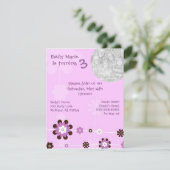 Paarse Bloemenmeisje - Brithday Party Kaart (Staand voorkant)