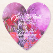 paarse bloemenmodern Save the Date Kartonnen Onderzetters (Voorkant)