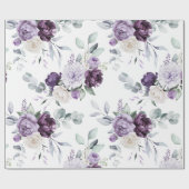 Paarse bloemenmoderne Waterverf Cadeaupapier (Vlak)