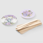 Paarse Bloemenolifant Baby shower Verjaardag Handwaaier (Niet-gemonteerd)