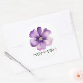 paarse bloemenomhulsel ronde sticker (Envelop)