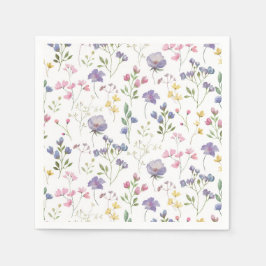 Paarse bloemenpapieren servetten, botanisch feestj servet