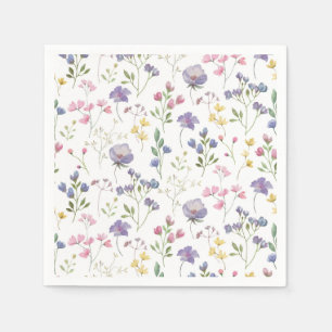 Paarse bloemenpapieren servetten, botanisch feestj servet