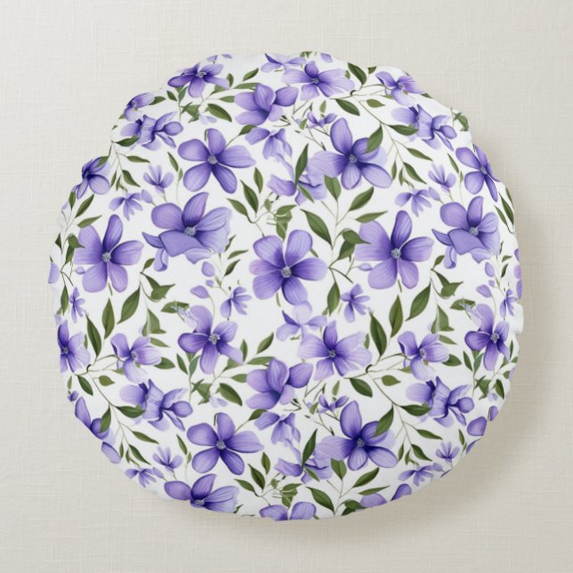 Paarse bloemenpassie rond kussen (Voorkant)