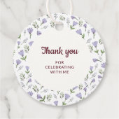 Paarse bloemenpatroon eerste communie bedankjes labels (Achterkant)