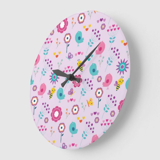 Paarse bloemenpatroon Schattigee lente- en zomerkl Grote Klok (Hoek)