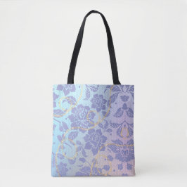 paarse bloemenpatroon tote bag