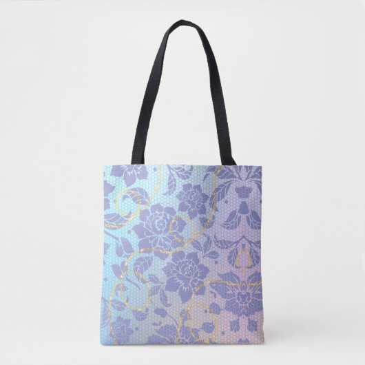 paarse bloemenpatroon tote bag (Voorkant)