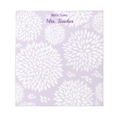 paarse bloemenpatroondocent notitieblok (Voorkant)