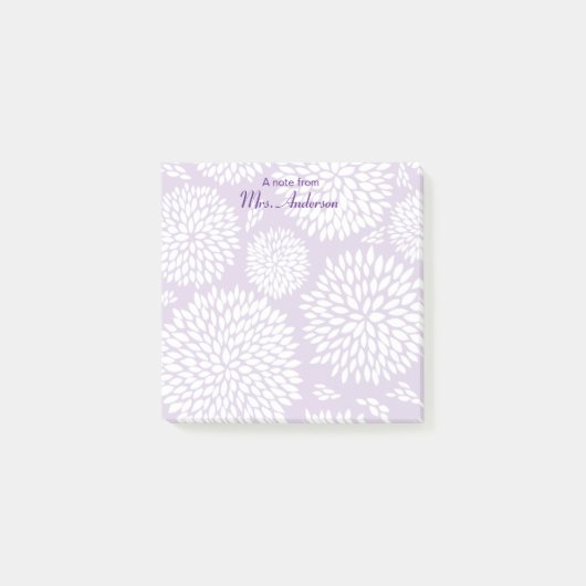 paarse bloemenpatroondocent post-it® notes (Voorkant)