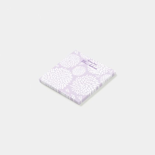  paarse bloemenpatroondocent post-it® notes (Schuin)