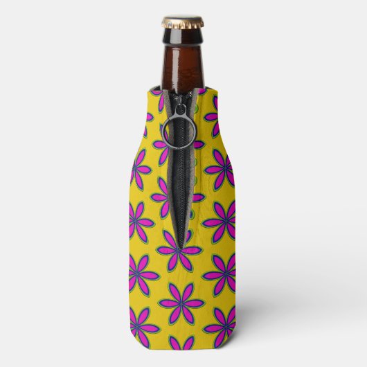 Paarse Bloemenplek Flesjeskoeler (Fles Achterkant)