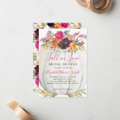 Paarse bloemenpomp voor bruiloftfeest in de herfst notitiekaartje (Voorkant / Achterkant in situ)