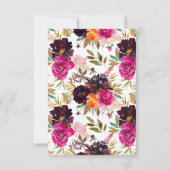 Paarse bloemenpomp voor bruiloftfeest in de herfst notitiekaartje (Achterkant)