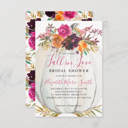 Paarse bloemenpomp voor bruiloftfeest in de herfst notitiekaartje (Voorkant / Achterkant)