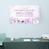 Paarse Bloemenpompoenen Herfst Baby shower Welkom Spandoek (Beurs)