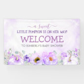 Paarse Bloemenpompoenen Herfst Baby shower Welkom Spandoek (Horizontaal)