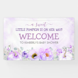 Paarse Bloemenpompoenen Herfst Baby shower Welkom Spandoek