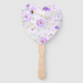 Paarse Bloemenpompoenen Herfst Party Menu Handwaaier (Achterkant)