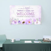 Paarse Bloemenpompoenen Herfst Verjaardagsfeest We Spandoek (Beurs)