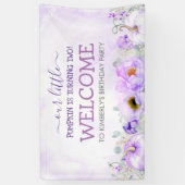 Paarse Bloemenpompoenen Herfst Verjaardagsfeest We Spandoek (Verticaal)