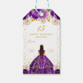 Paarse Bloemenprinses Gelukkige Verjaardag Cadeaulabel (Voorkant)