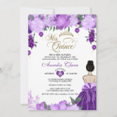 Paarse Bloemenprinses Mis Quince Quinceañera Kaart (Voorkant)