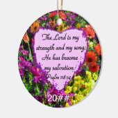 PAARSE BLOEMENPSALM 118:14 FOTO KERAMISCH ORNAMENT (Links)