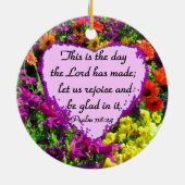 PAARSE BLOEMENPSALM 118:24 FOTOONTWERP KERAMISCH ORNAMENT (Achterkant)