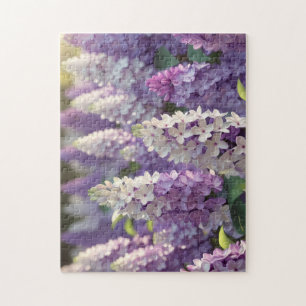 Paarse bloemenpuzzel legpuzzel