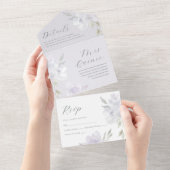  Paarse bloemenquinceanera 15 jaar All In One Uitnodiging (Afscheurbaar)