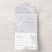  Paarse bloemenquinceanera 15 jaar All In One Uitnodiging (Binnen)