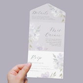 Paarse bloemenquinceanera 15 jaar All In One Uitnodiging