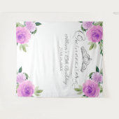 Paarse bloemenquinceanera achtergrond wandkleed (Voorkant (horizontaal))