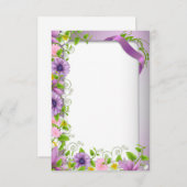 Paarse bloemenrand uitnodiging (Voorkant / Achterkant)