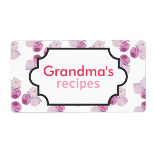Paarse bloemenrecept Collectie Etiket
