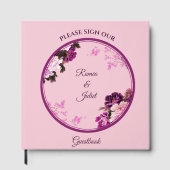 Paarse Bloemenring bruiloft gastenboek (Voorkant)