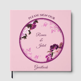 Paarse Bloemenring bruiloft gastenboek