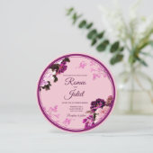 Paarse Bloemenring Huwelijksuitnodiging Kaart (Staand voorkant)