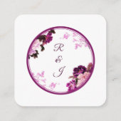 Paarse Bloemenring Trouwdetails Behuizing Kaart (Achterkant)