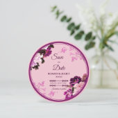 Paarse Bloemenring Trouwen Save the Date Kaart (Staand voorkant)