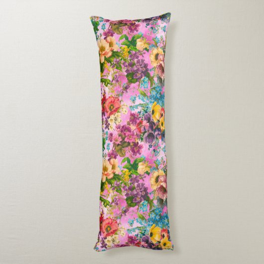 paarse bloemenroze lichaamskussen (Achterkant (Verticaal))