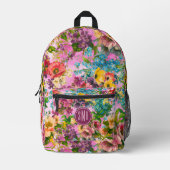  paarse bloemenroze patroonmonogram bedrukte rugzak (Voorkant)