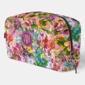  paarse bloemenroze patroonmonogram toilettasje (Rechterhoek)
