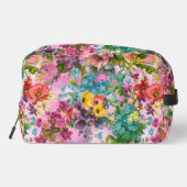  paarse bloemenroze patroonmonogram toilettasje (Achterkant)