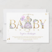 Paarse bloemensafaridieren rijden met Baby shower Kaart (Voorkant)